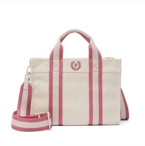 NWOT! Victoria's Secret PINK Mini Cream and Pink Canvas Tote Bag